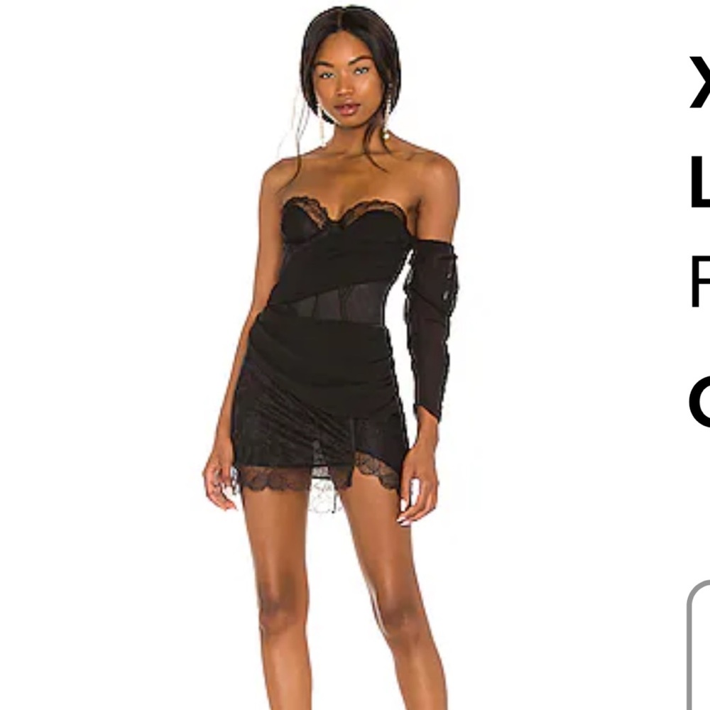 BRAND NEW REVOLVE For Love Of Lemons One Shoulder Lace Mini Dress